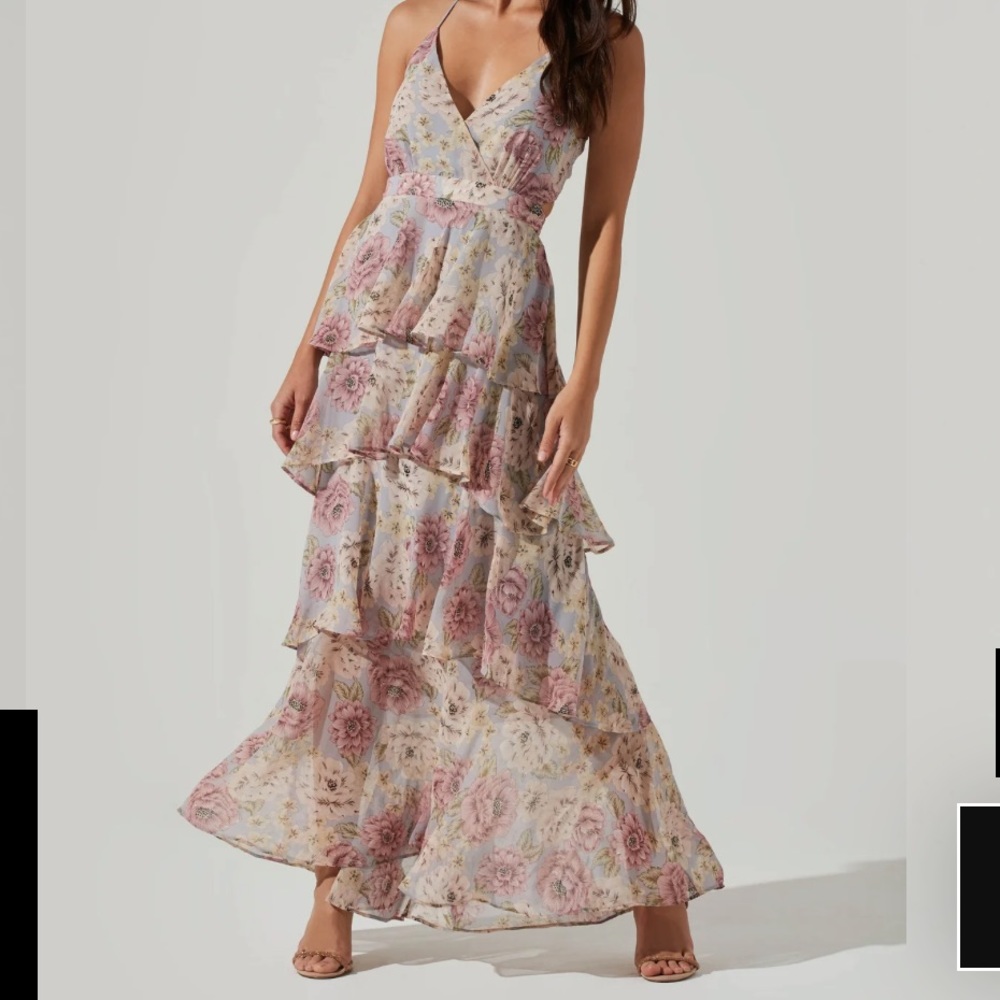 ASTR - ROSANA FLORAL TIERED RUFFLE MAXI DRESS - SMALL